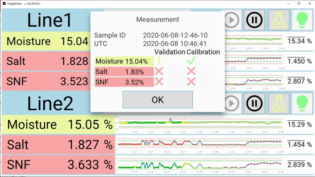 Bildschirmfoto von InSightView für InSight Pro Inline-Analyse. Messung. Aufruf zum Handeln